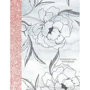Composition Notebook: Glitter and Floral Large Wide Rule Lines with Page Numbers - Paperback