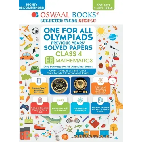 Oswaal One for All Olympiad Previous Years Solved Papers, Class-4 Mathematics Book (For 2021-22 Exam)