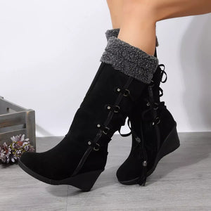 Round Toe Wedge Boots