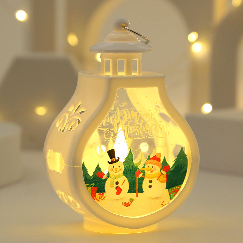 Christmas Lantern LED Lighted Snowman Lamp With Santa Claus Decorative Hanging Lanterns Christmas Snow Globes Gifts For Children