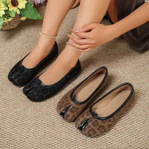 Split-Toe Leopard Slip-Ons
