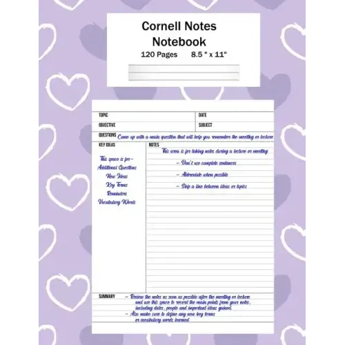 Cornell Notes Notebook: Note Taking System, For Students, Writers, Meetings, Lectures Large Size 8.5 x 11 (21.59 x 27.94 cm), Durable Matte Pu