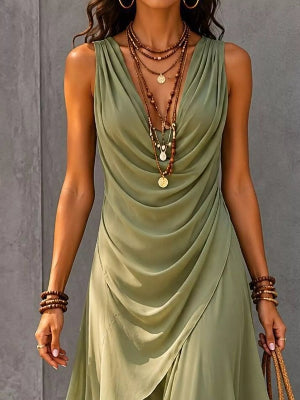 Black women's dress featuring a layered skirt design