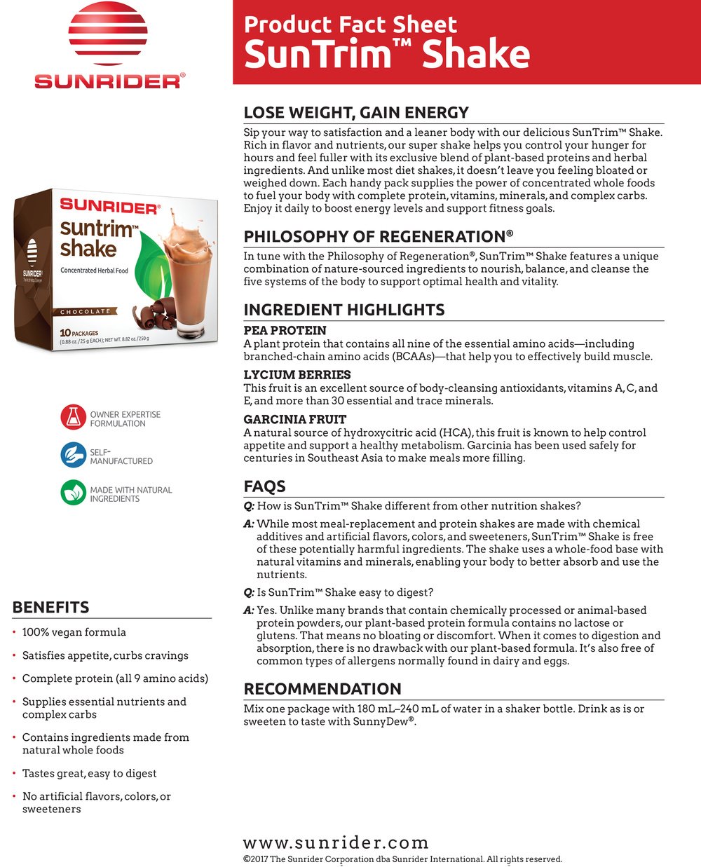 NOW AVAILABLE SunTrim Shake - Unique Protein Shake by Sunrider Herb's Fortune