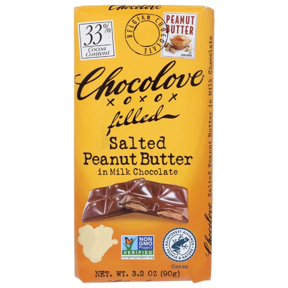 CHOCOLOVE: Salted Peanut Butter in Milk Chocolate, 3.2 oz Smart Greens