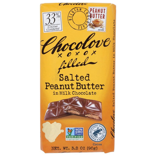 CHOCOLOVE: Salted Peanut Butter in Milk Chocolate, 3.2 oz Smart Greens