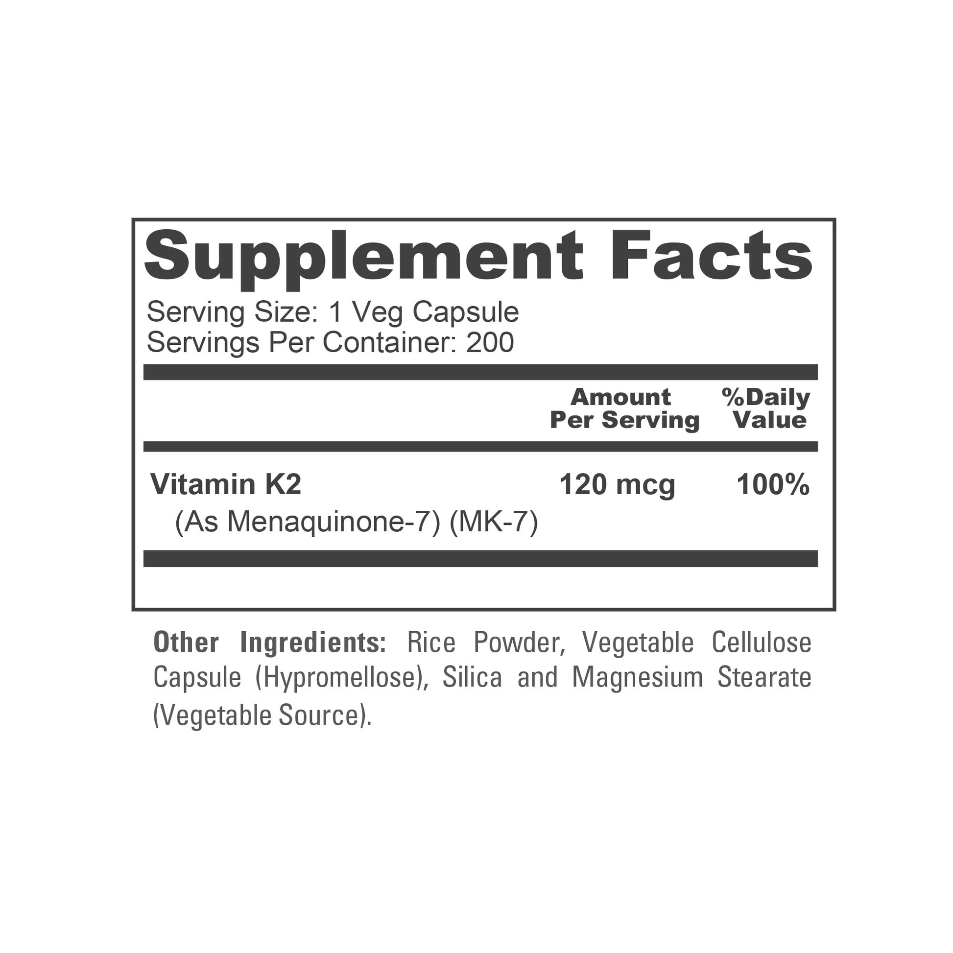 NusaPure Vitamin K2 MK7 120 mcg 200 Veggie Caps (Soy Free, Non-GMO, Vegan) NusaPure