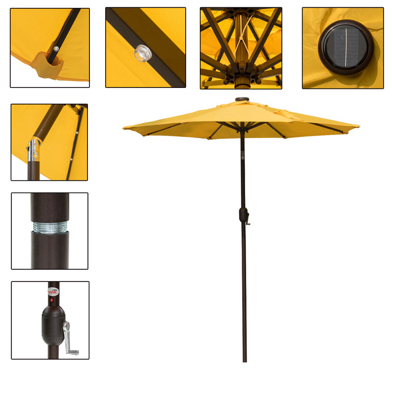 Danlong Promotion Outdoor 7ft Garden Camping Solar Panel LED Patio Umbrella Parasol With Tilt