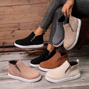 Suede Ankle Boots with Side Zipper