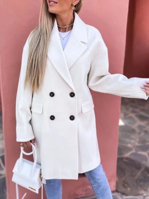 Full Size Double-Breasted Wool Coat Plus Size