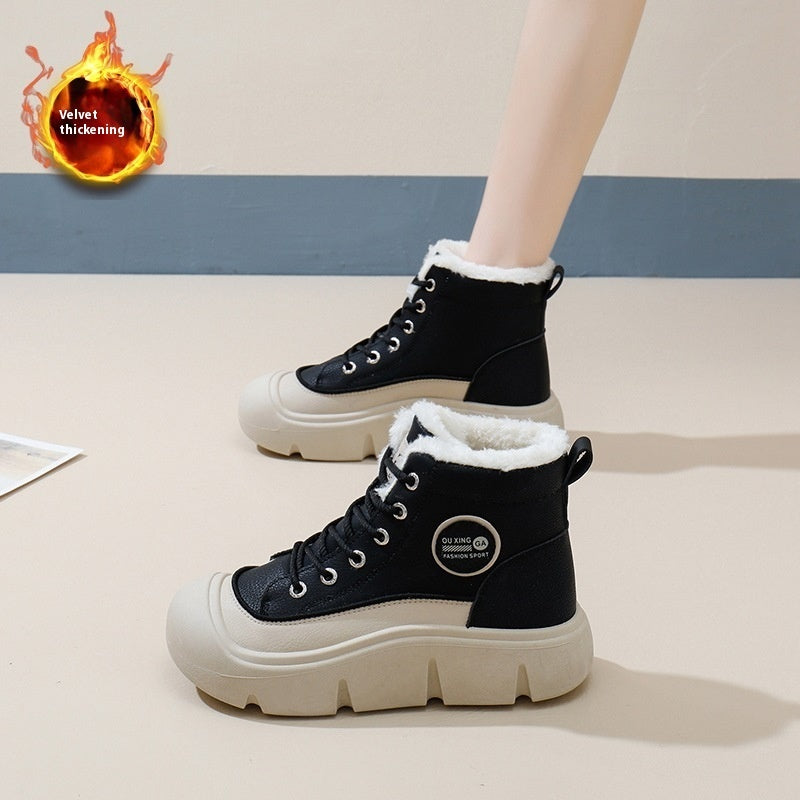 Women's High-top Velvet Warm Cotton Shoes Platform Snow Boots