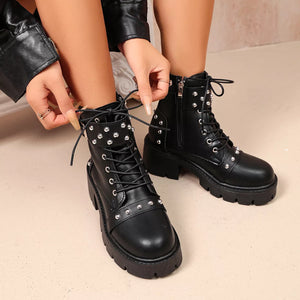 Round Toe Block Heels Boots