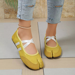 Split-Toe Tabi Ballet Sandals with Crisscross Straps