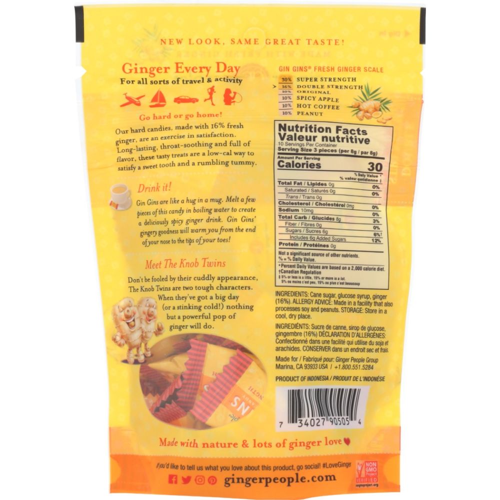THE GINGER PEOPLE: Gin Gins Double Strength Hard Ginger Candy, 3 oz Smart Greens