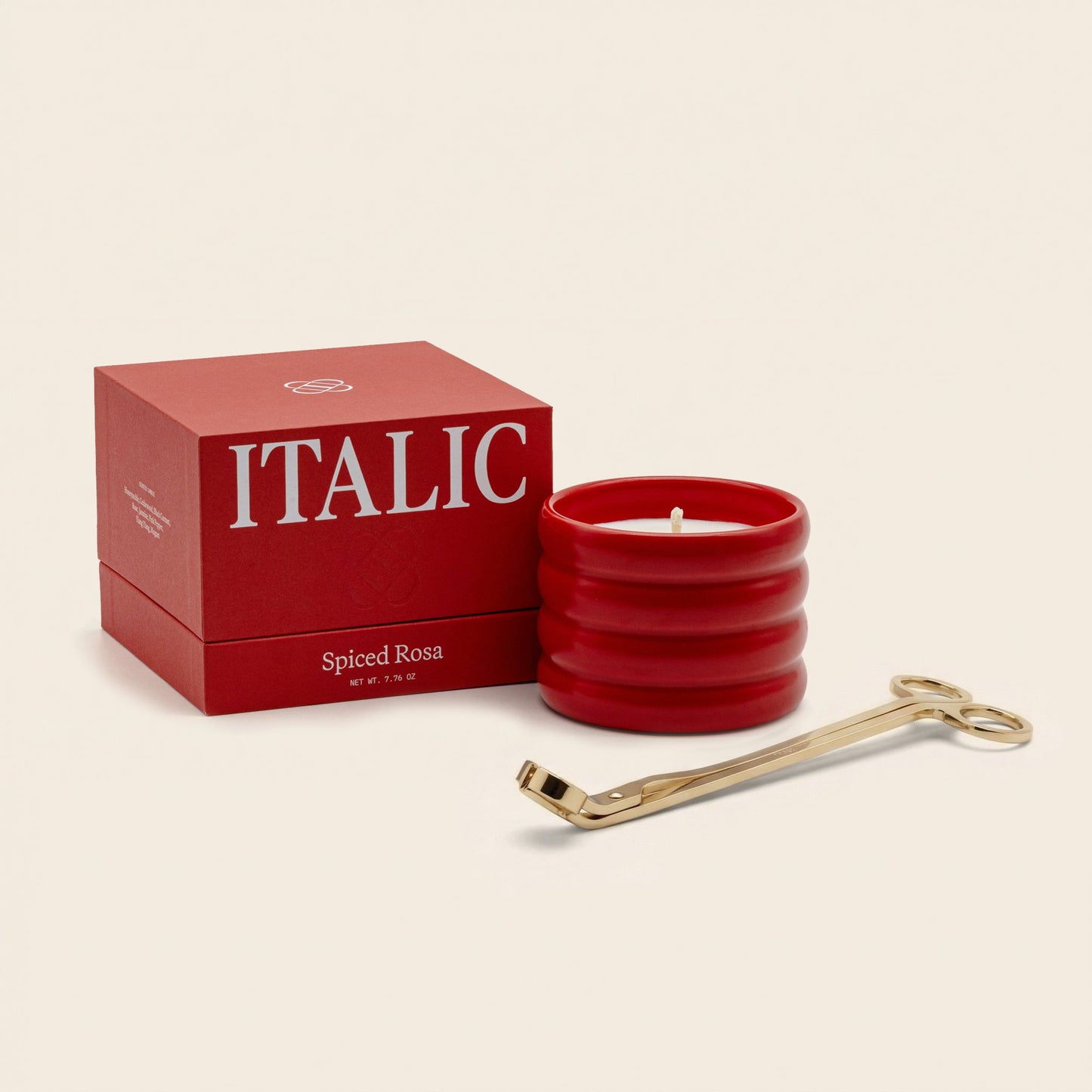 Soy Wax Ceramic Candle & Wick Trimmer Set Italic