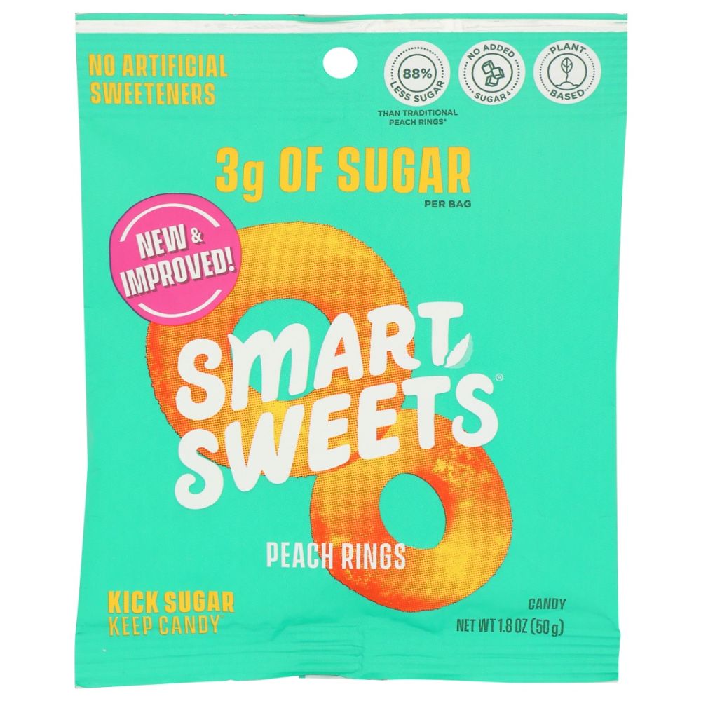 SMARTSWEETS: Peach Rings Gummy Candy, 1.8 oz Smart Greens