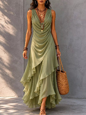 Women's black flowing dress with a relaxed feminine silhouette