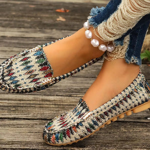 Women's fashion loafers styled with a casual denim outfit