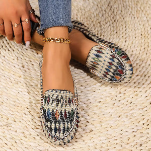 Women's printed shoes paired with cropped denim