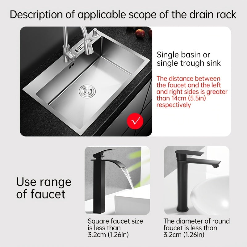 1pc Splash Guard For Sink Faucet, 10.63"x5.51", Faucet Drain Rack, Super Absorbent Fast Drying Mat Sink Gadgets, Drip Catcher For Kitchen, Drain Storage Rack For Kitchen Rag And Sponge Brush