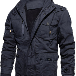 Men's Hooded Military Tactical Jacket Windbreak Fleece Coat