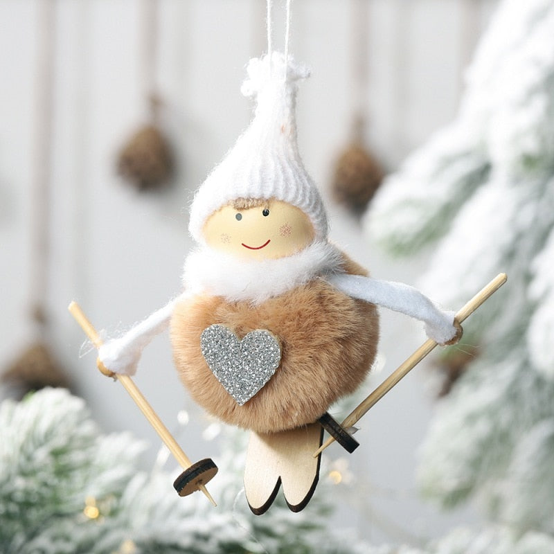 Noel Christmas Angel Girl Ski Plush Dolls Christmas Tree Ornament Pendant Party Christmas Decoration for Home