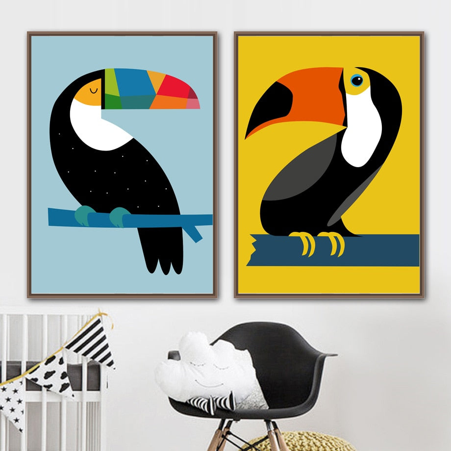 Abstract Toucan Bird Nursery Wall Art Canvas Painting Nordic Posters And Prints Cartoon Wall Pictures For Baby Kids Room Decor Automizely Dropshipping