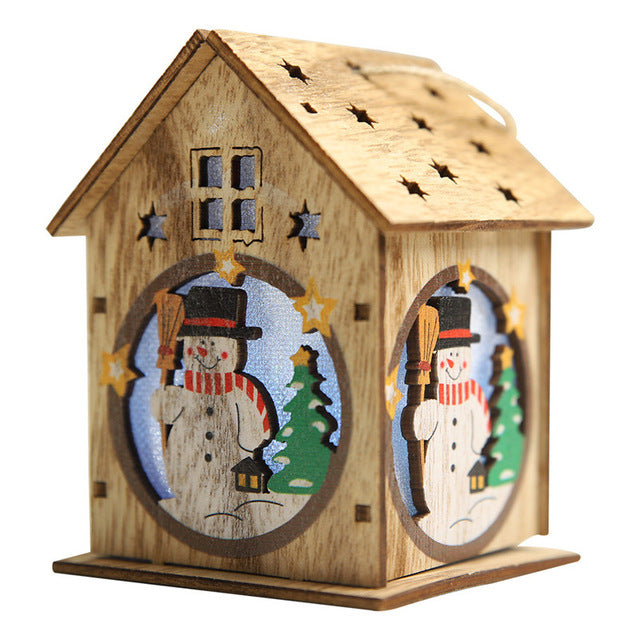 Festival Led Light Wood House Santa Claus Christmas Tree Decorations eprolo