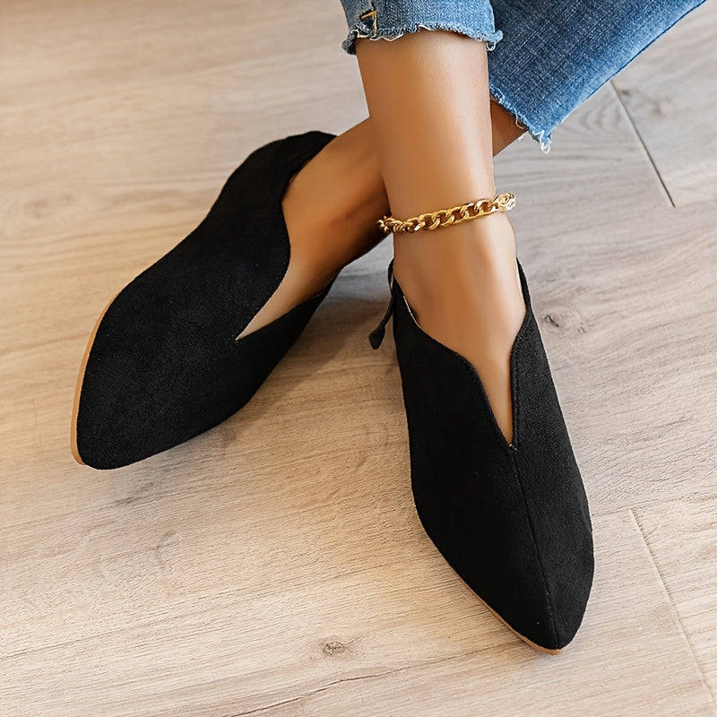 Women's Loafers, Slip-on Casual Shoes, Suede Soft Pointed Toe Flats