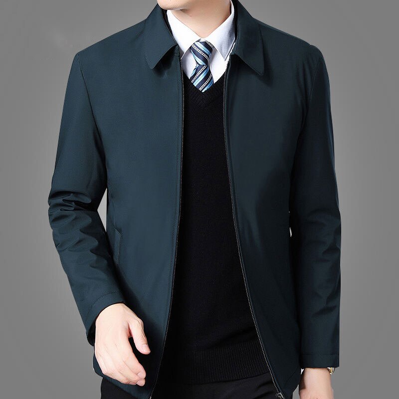 Mens Jackets And Coats Turn Down Collar Men Winter Jacket Zipper Side Pocket Men's Clothing Fashion Long Sleeve Coat Men