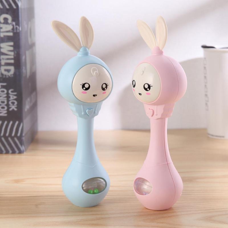 Musical Flashing Baby Rattles Infant Bells Juguetes Rabbit Hand Bells Rattles Newborn Baby Toy Early Educational Baby Toys 0-12M