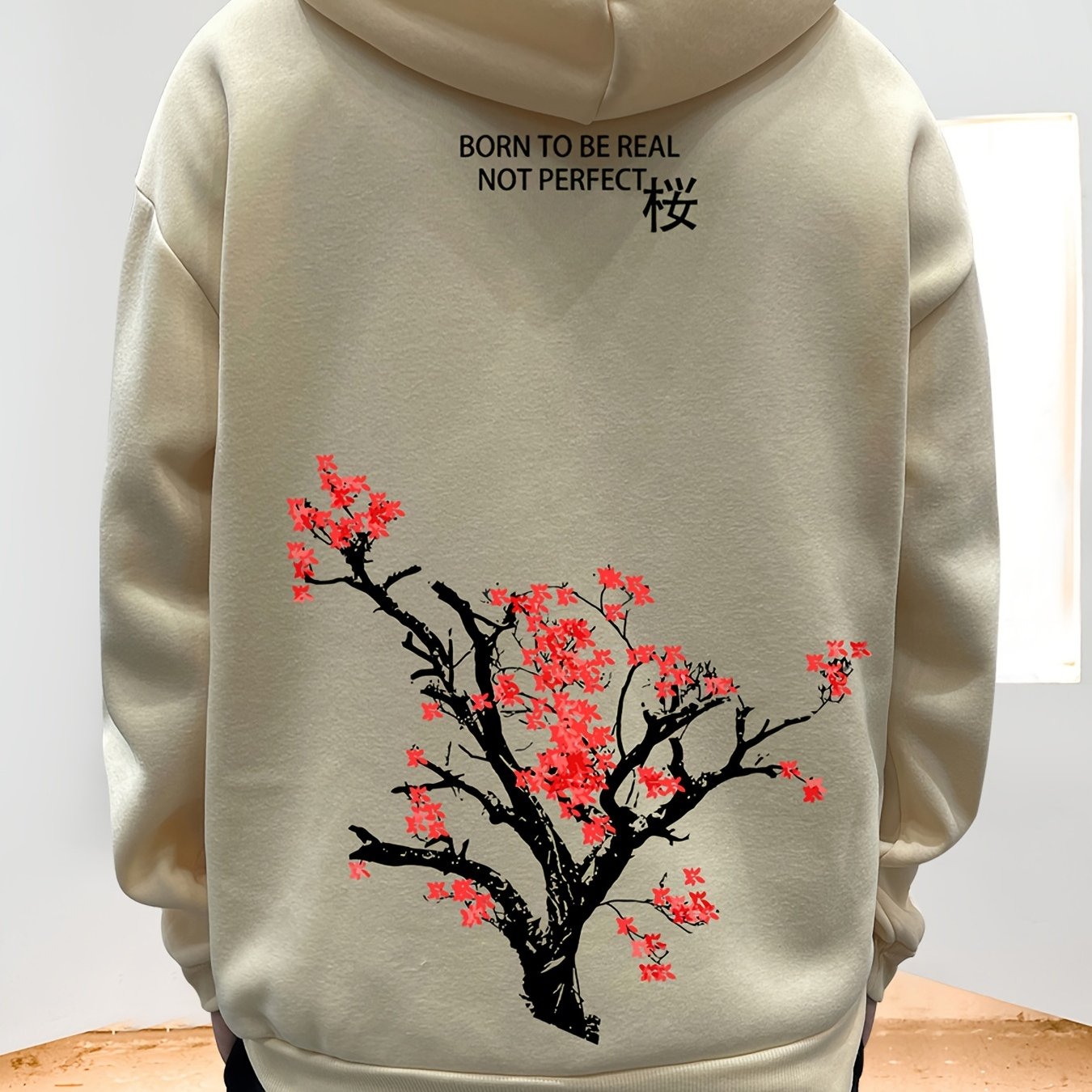 Men's Fleece Loose Long Sleeve Drop Shoulder Hoodie