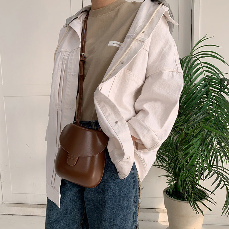New Ins Super Fire Bag Korean Retro Saddle Bag Shoulder Messenger Small Bag All-Match Mobile Phone Bag for Women