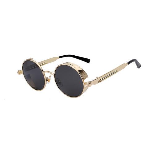 Round Metal Steampunk Sunglasses for Men Women