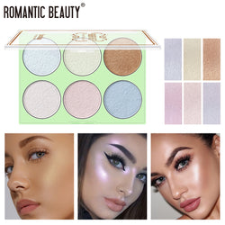 Romantic Beauty 6-Color Highlighter Pearl Brightening Repair Palette Makeup Face Repair Glitter