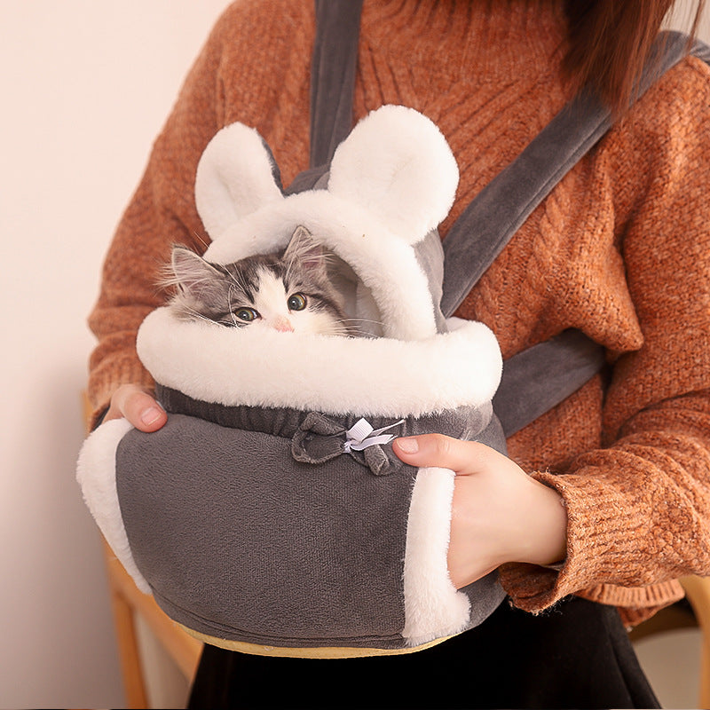 Portable Cat Backpack Large Capacity Double Shoulder Pet Backpack Winter Warm Chest With Dog Backpack