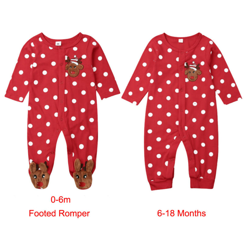 0-18M My First Christmas Baby Boy Girl Rompers Newborn Infant Baby Cartoon Deer Red Jumpsuit Playsuit Xmas Baby Costumes