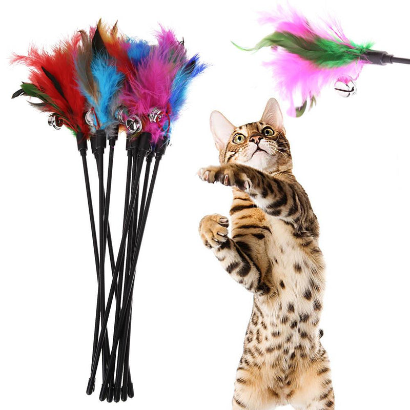 5Pcs Cat Toys Soft Colorful Cat Feather Bell Rod Toy for Cat Kitten Funny Playing Interactive Toy