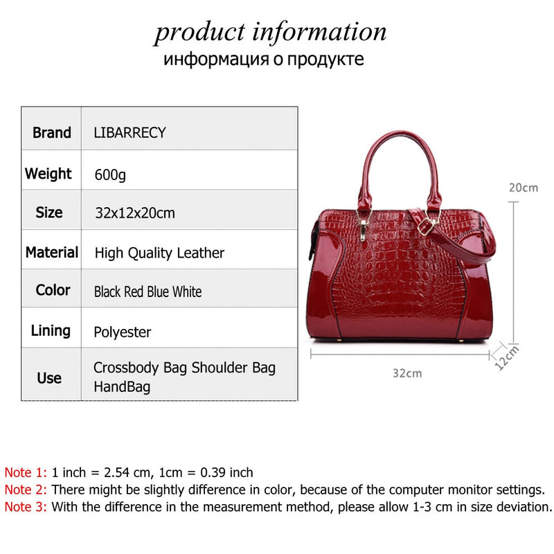 Fashion Crocodile Pattern Ladies Handbag Solid Color Shoulder Bag High Quality Leather Messenger Bags Multifunctional Travel Bag