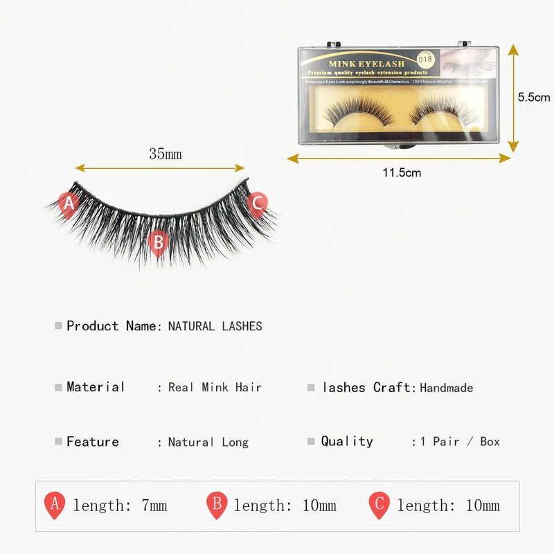 1Pair Mink Lashes 3D Mink  Long False Eyelashes Natural Lightweight Mink Eyelashes