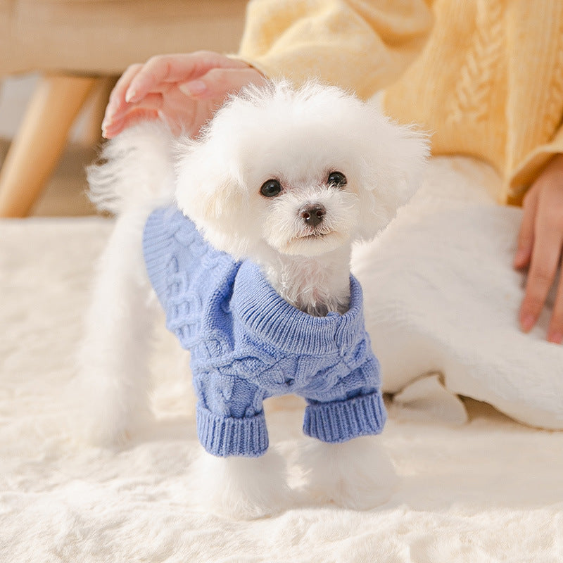 Dog Twist Knitting Pullover Sweater In Autumn And Winter Small And Medium-Sized Dog Spring Two-Piece Cat Pet Clothes