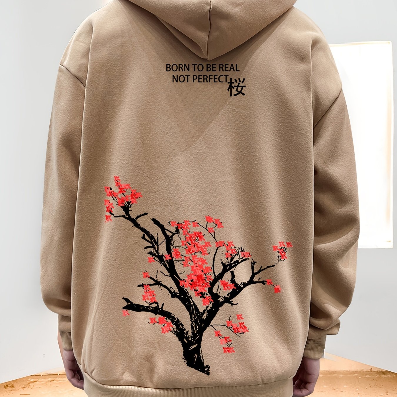 Men's Fleece Loose Long Sleeve Drop Shoulder Hoodie