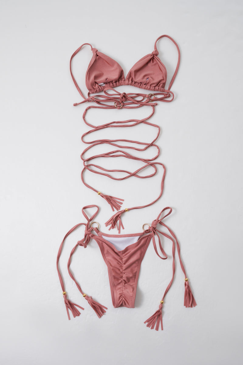 Crisscross Tie Detail Bikini Set