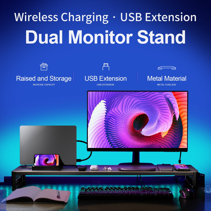 Dual Monitor Stand Holder Metal Riser