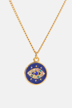 Cubic Zirconia Evil Eye Pendant Chunky Chain Necklace