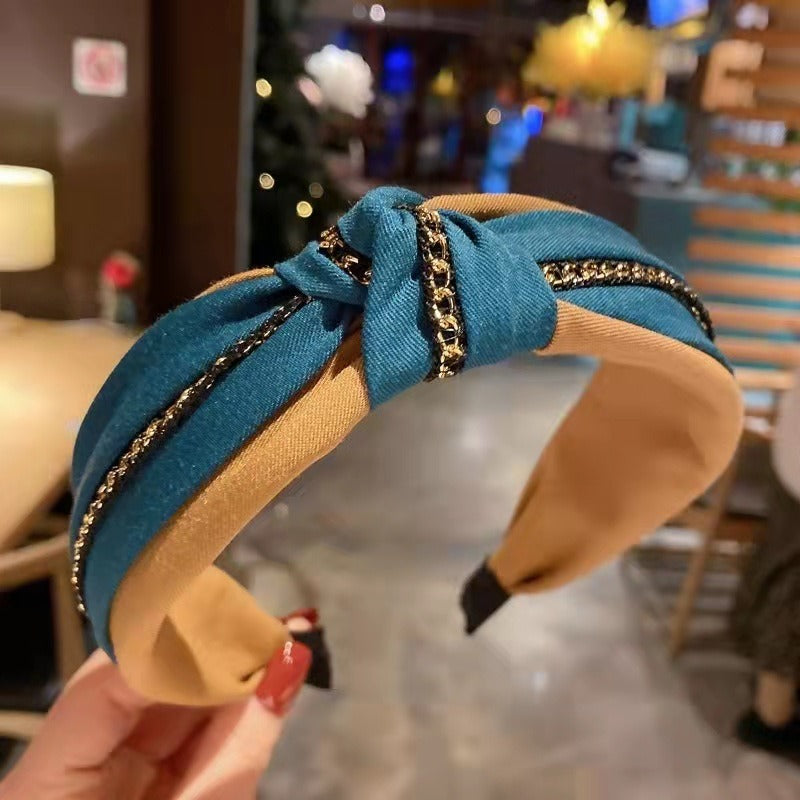 Korean Advanced Versatile Hair Band Net Red Wash Face Pressed Hair Band Out Wide Edge Non slip Hair Clip Headwear