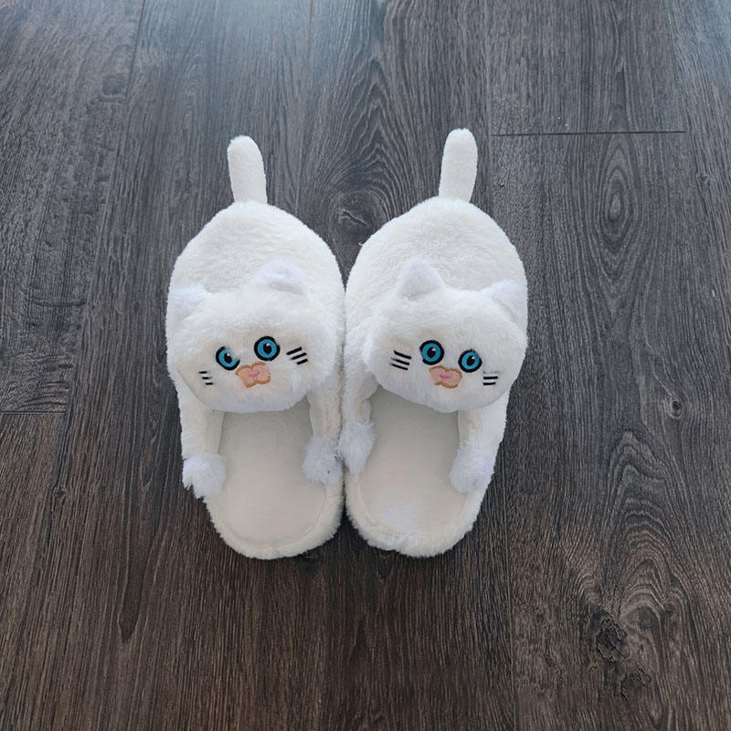 Cute Pet Plush Cat Slipper Autumn and Winter Puddle Cat Sense Blue Cat Cotton Slippers Warm Dew and Cat Doll