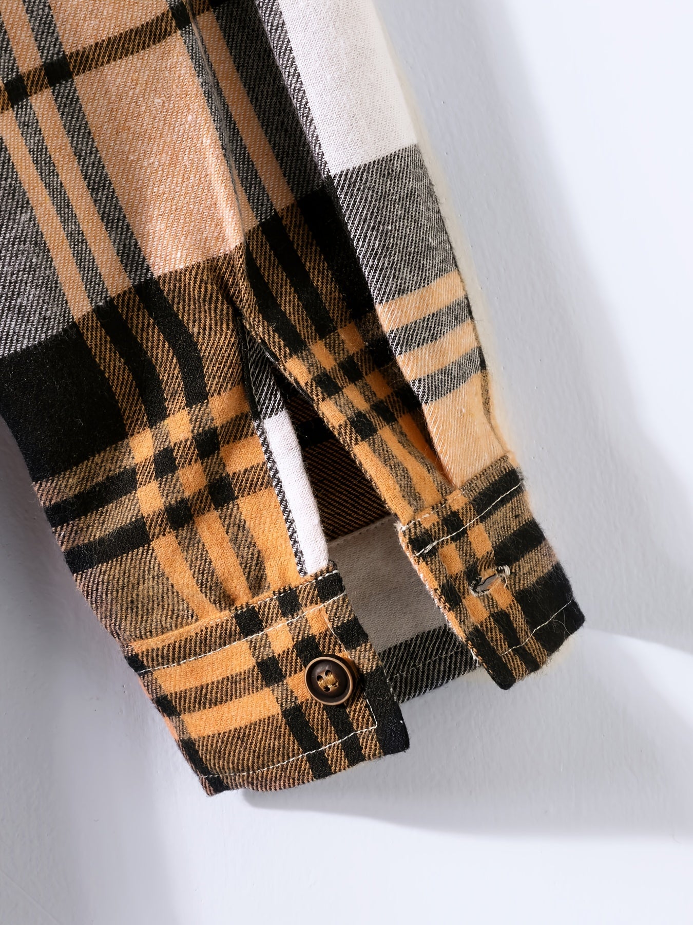 Men's Stylish Contrast Color Plaid Panel Long Sleeve Shirt