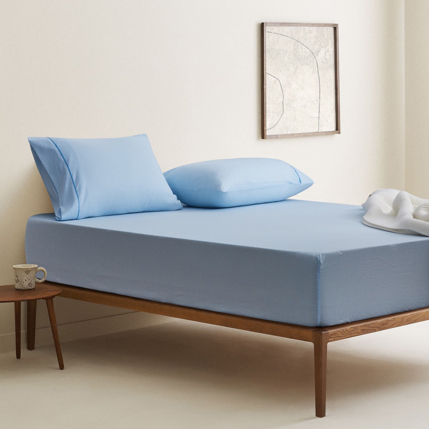 2/3pcs Cationic Pillowcase & Fitted Sheet & Flat Sheet