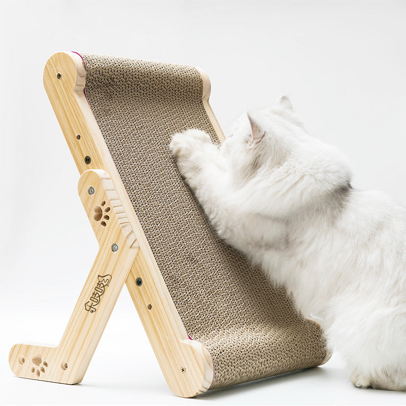 Leji solid wood cat scratch plate grout machine corrugated padside standing two-use large cat miup paw cat toy